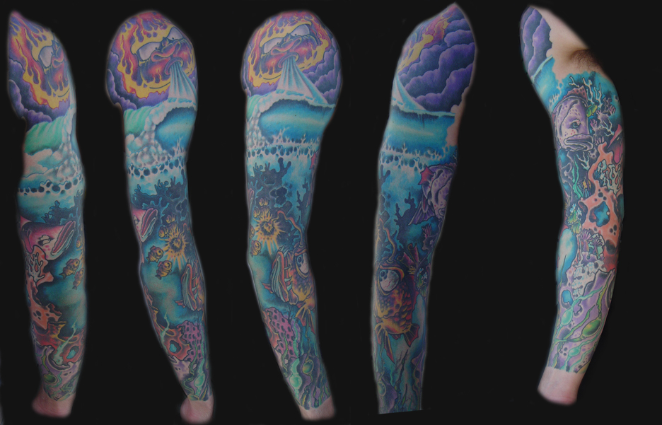 Looking for unique  Tattoos? new school underwater sleeve