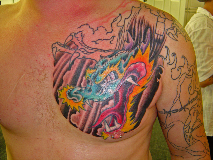 Looking for unique  Tattoos? dragon chest panel