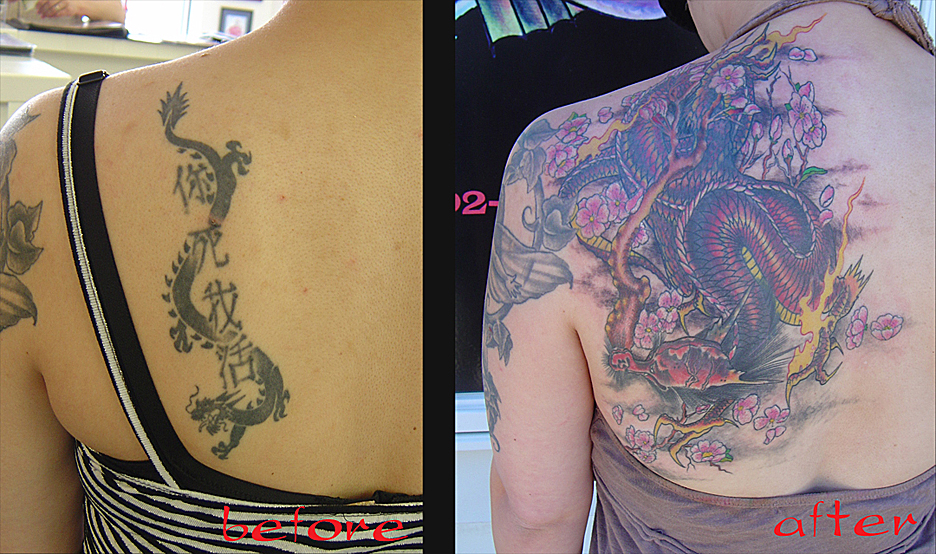 Looking for unique Anthony Riccardo Tattoos?  delicate dragon coverup