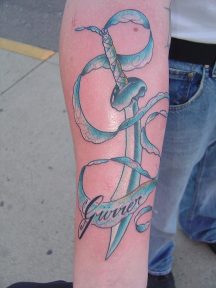 Looking for unique New School tattoos Tattoos?  sabre with gunnar banner