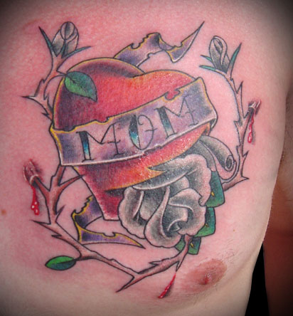 Looking for unique  Tattoos? Mom Heart with Roses