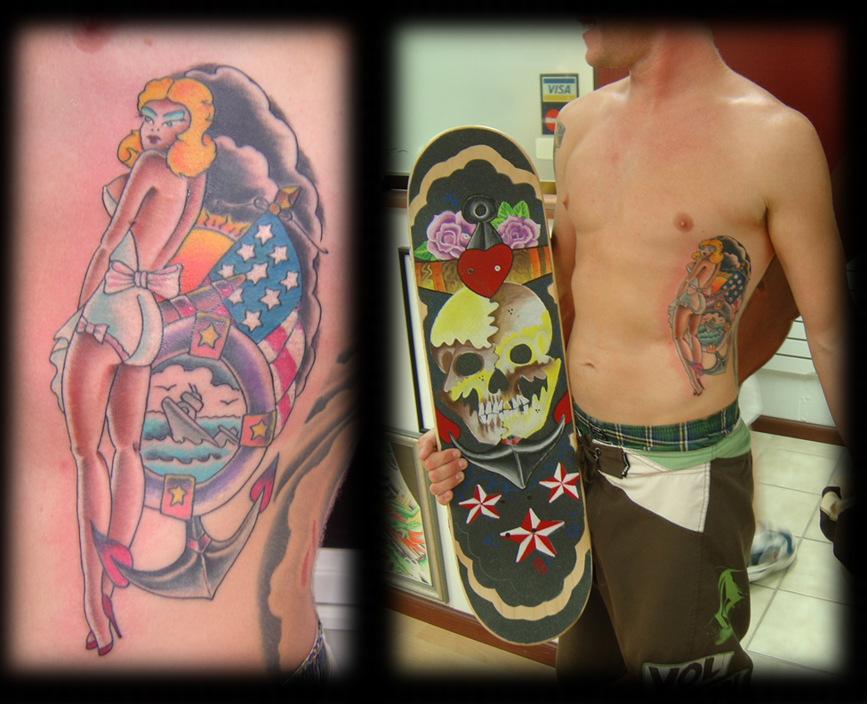 Looking for unique Anthony Riccardo Tattoos?  mikes new pinup girl and AR custom grip!