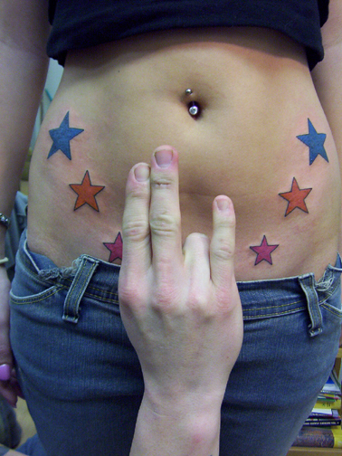 Looking for unique  Tattoos? Stars on belly/shocker!