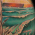 tattoo galleries/ - wave scene on shoulder - 13476