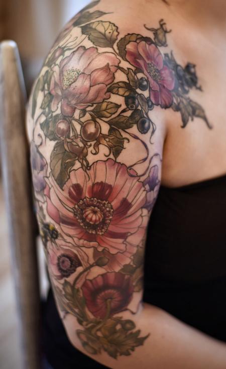 tattoos/ - vintage poppy rose hip tattoo - 141013
