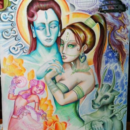 Hindu god shiva and Parvati Original Artwork Thumbnail