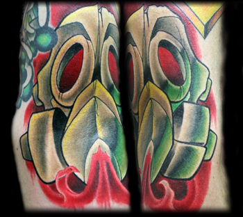 Looking for unique Elmo Tattoos?  Gas Mask