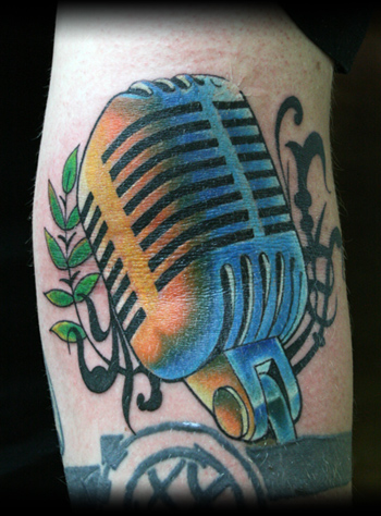 Looking for unique Elmo Tattoos?  Old School Vintage Microphone