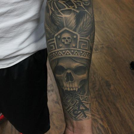 Tattoos - Aztec Skull Sleeve (Healed) - 120184