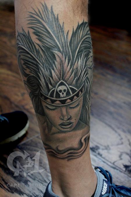Aztec Girl Rework Tattoo Design Thumbnail