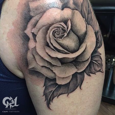 Tattoos - Black And Gray Rose Tattoo - 126067
