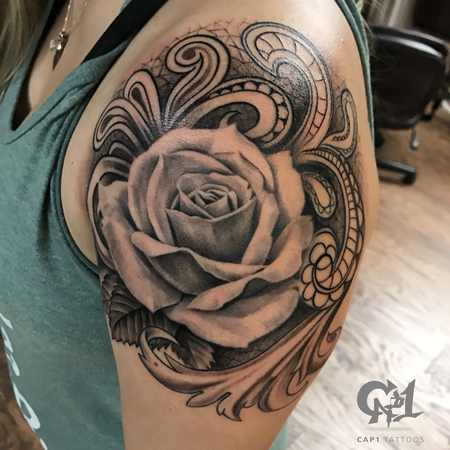 Tattoos - Rose And Decor Tattoo - 126124