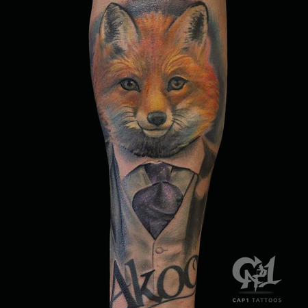 Tattoos - Gentleman Fox Color Tattoo - 122355