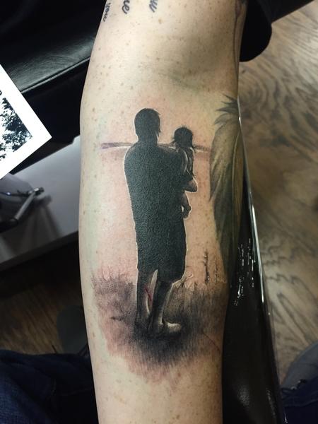 Tattoos - Father Daughter Silhouette Tattoo - 109948