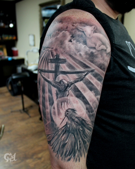 Tattoos - Jesus Saves Tattoo Sleeve - 130060