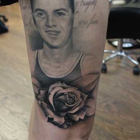 Tattoos - Rose Addition to Realistic Portrait - 120439