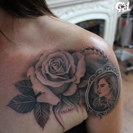 Tattoos - Rose and Mini Portrait Tattoo - 126752