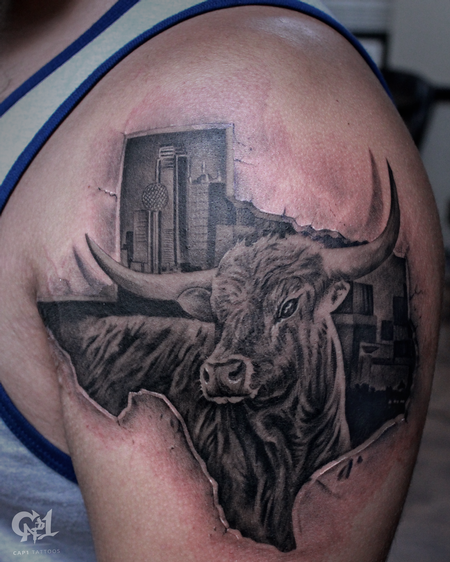 Tattoos - Texas Longhorn Tattoo - 129492
