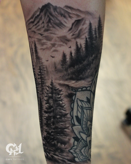 Tattoos - Forest and Mountain Tattoo - 127723