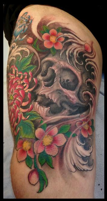 tattoos/ - skull water and flowers - 78704