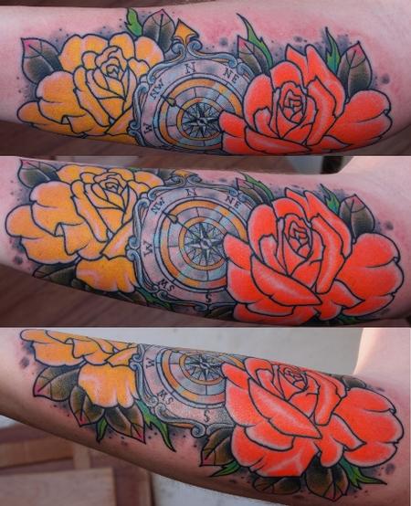 tattoos/ - Compass and Roses Tattoo - 55229