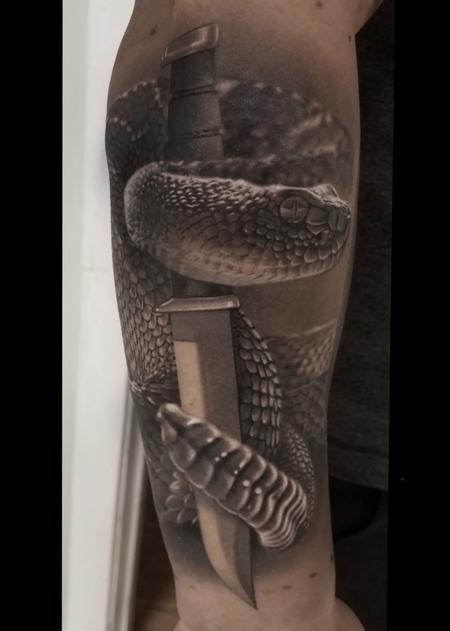 tattoos/ - David Vega Rattlesnake and Knife - 131079