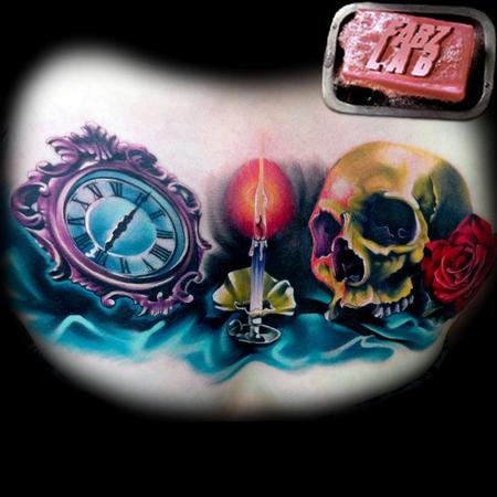 tattoos/ - Skull, Candle, Time Chest Piece Tattoo - 62178