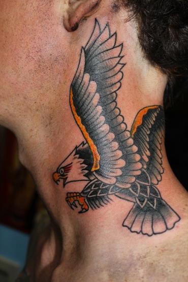 tattoos/ - Traditional Eagle Neck Tattoo - 61639