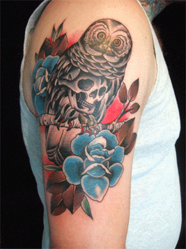 tattoos/ - Owl, skull, and rose tattoo - 51738