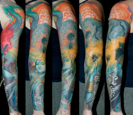 tattoos/ - Holi Festival Sleeve Tattoo - 114754