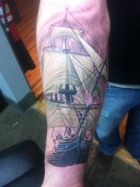 tattoos/ - Realistic Ship Tattoo - 63446