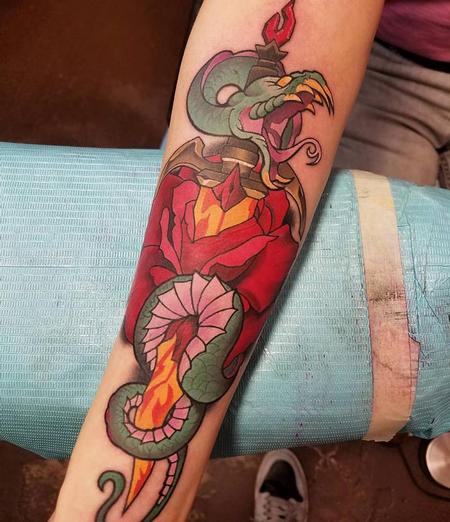 tattoos/ - Snake, rose, and dagger - 131506