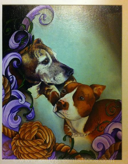 Art Galleries - Pitbull pups painting - 99657