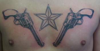 Looking for unique  Tattoos? Nautical star and Revolvers tattoo (in Progress)