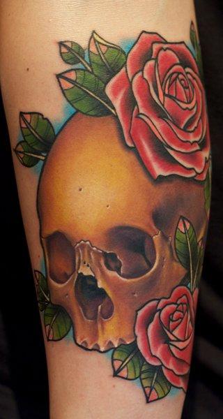 tattoos/ - Skull with Roses Tattoo - 57267