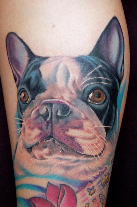 tattoos/ - Color Boston Terrier Portrait Tattoo - 61924