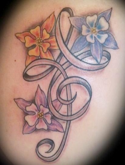 tattoos/ - Flower and Ribbon Tattoo - 67638