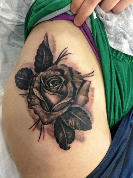 tattoos/ - Black and grey rose - 93492