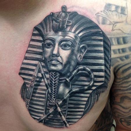 tattoos/ - black and grey pharaoh portrait tattoo - 91986