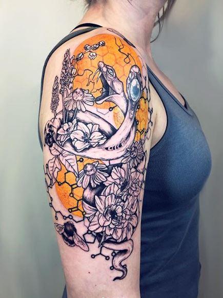 tattoos/ - Ashes Bardole Floral Double Headed Snake - 138130