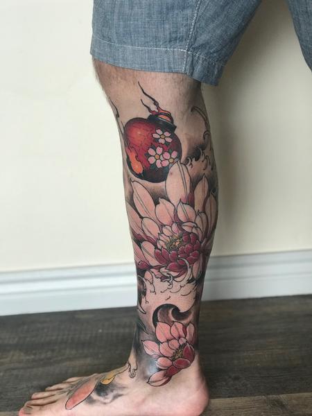 tattoos/ -  japanese-flower-bomb-leg-tattoo - 134699