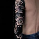 Black Roses and Skull Sleeve Tattoo Design Thumbnail