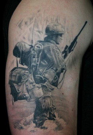 Randy Prause - Black and Gray Soldier Tattoo