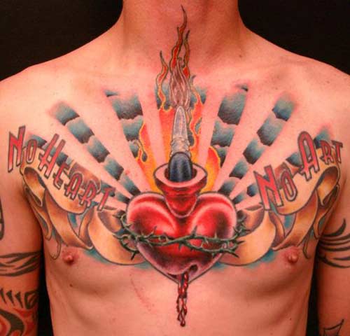 Eric James - Traditional Sacred Heart Chest Piece