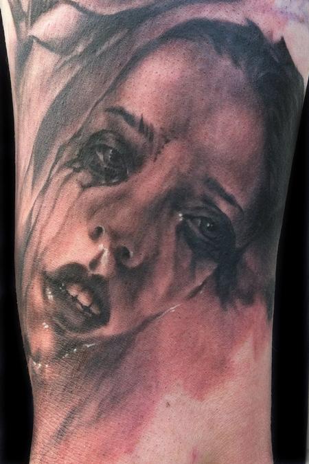 tattoos/ - Black and Grey Girl Tattoo - 68077