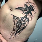 Blackwork Style Plague Doctor Tattoo by David Mushaney Tattoo Design Thumbnail