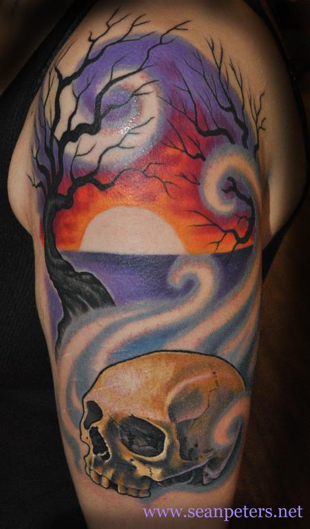 tattoos/ - Skull with dead trees - 76910