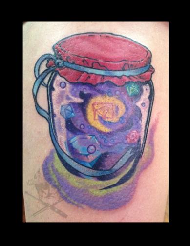 tattoos/ - Galaxy in a Jar Leg Tattoo - 68997