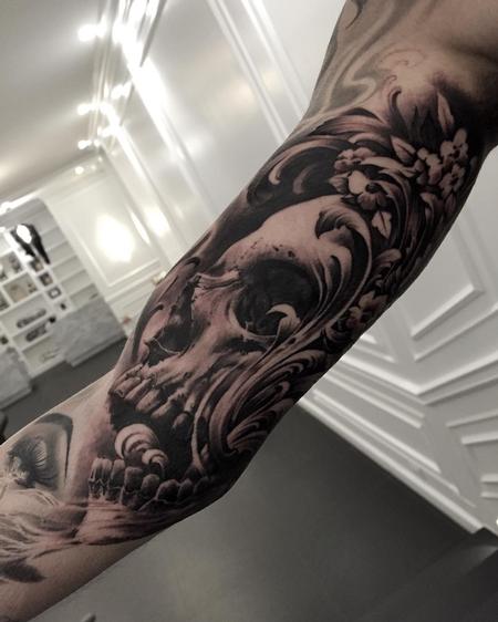 tattoos/ - Skull and Flowers Tattoo - 116265