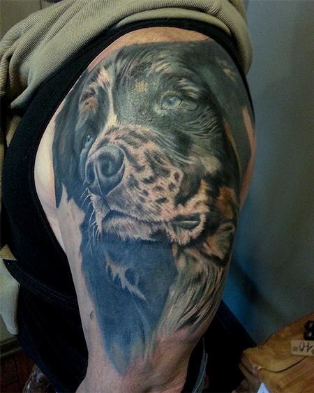tattoos/ - Blue Ribbon Cutter Dog Portrait Tattoo - 99050